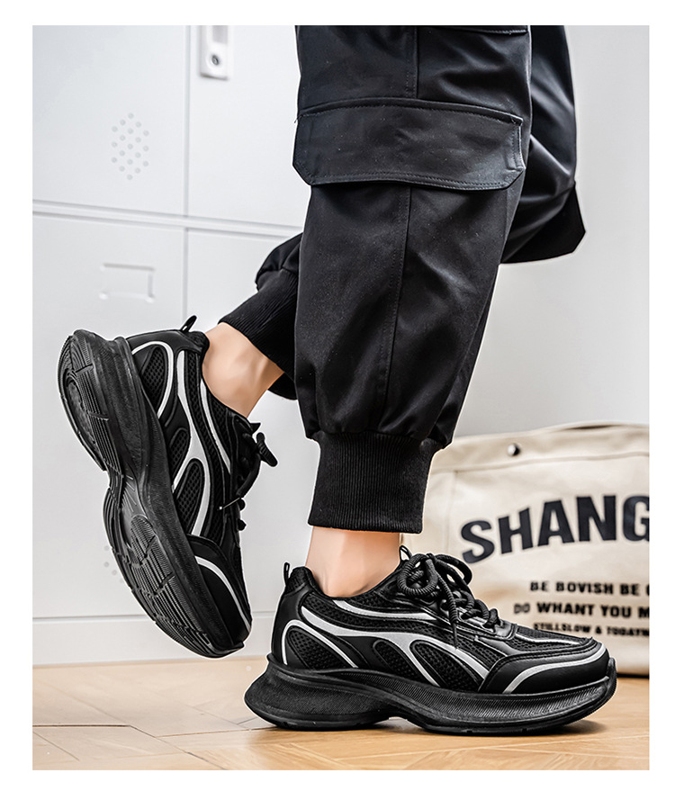 Atmungsaktive Plateau-Sneaker für Herren mit Schnürung detail 12
