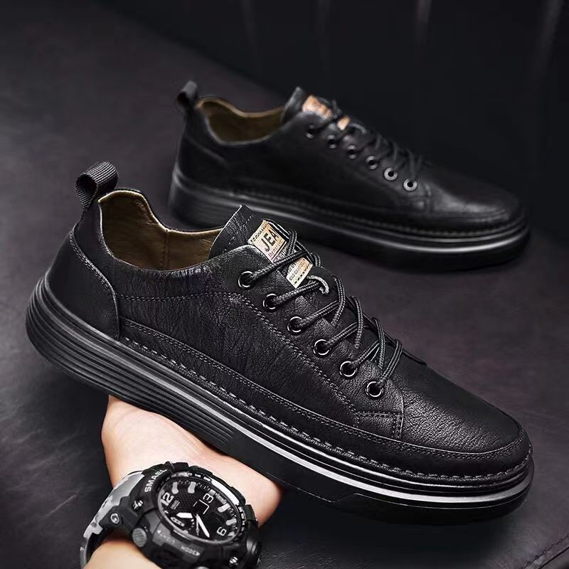 Rutschfeste PU-Leder Freizeitschuhe für Herren mit Schnürung detail 3