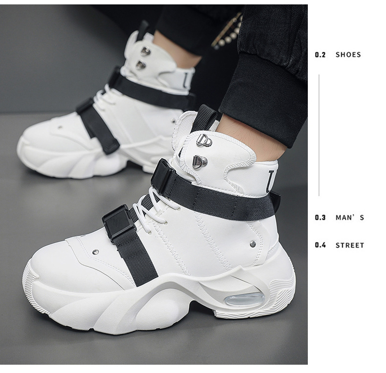 Gepolsterte High-Top-Freizeitschuhe für Herren mit Schnallen detail 4