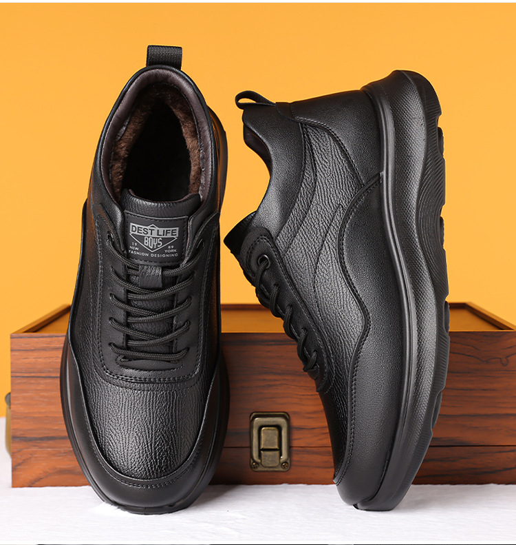Gefütterte Leder-Freizeitschuhe für Herren mit Dämpfung detail 4