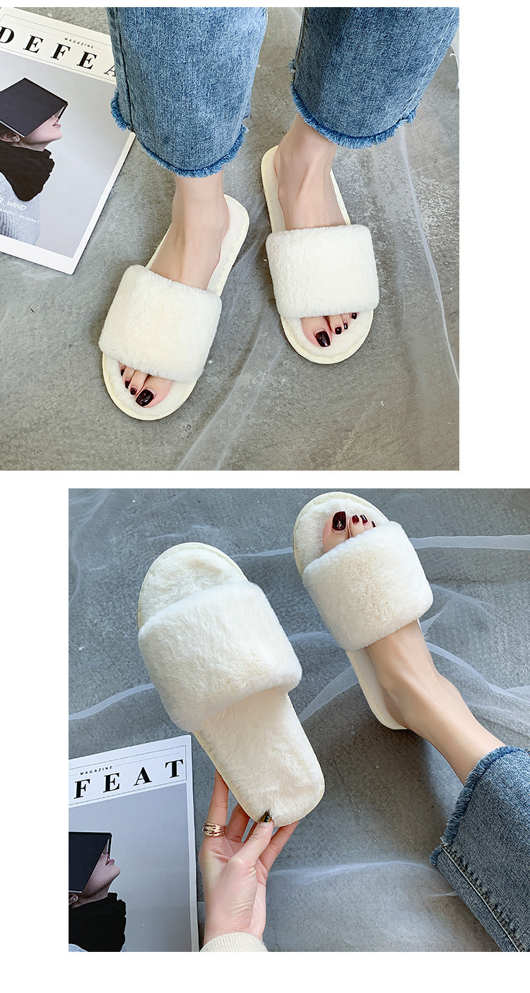 Chaussons douillets en peluche à bout ouvert pour femme detail 12