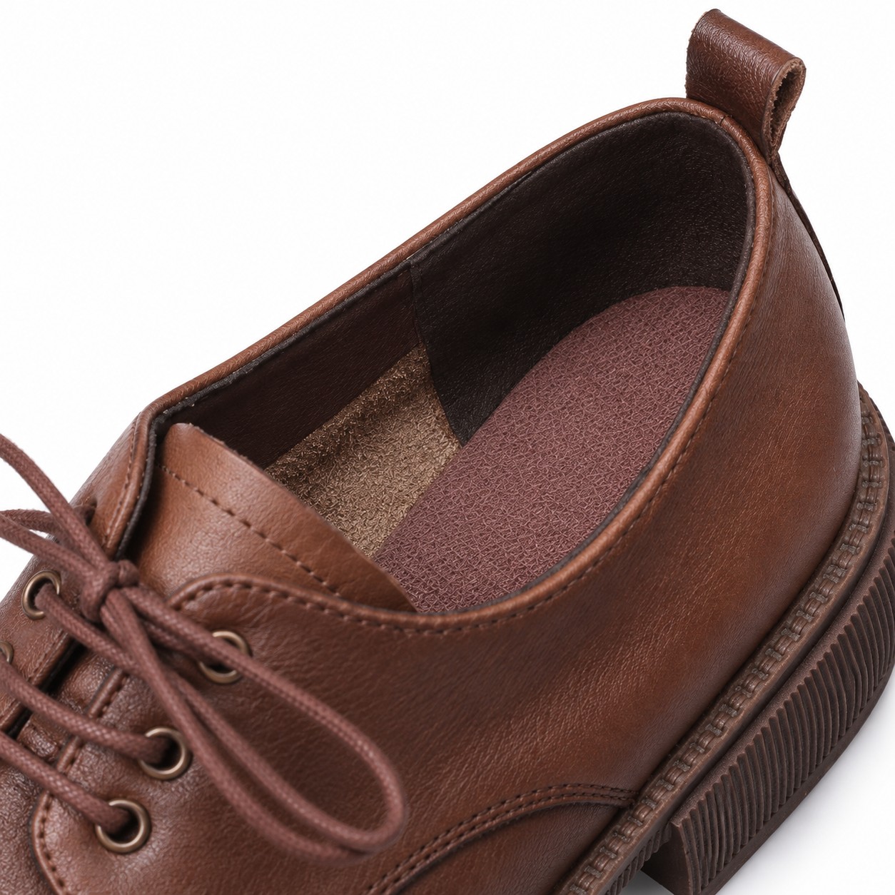 Women's Full-Grain Leather Block-Heel Lace-Up Casual Shoes 10