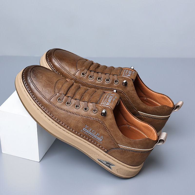 Men's Leather Lace-Up Low-Top Casual Shoes 5