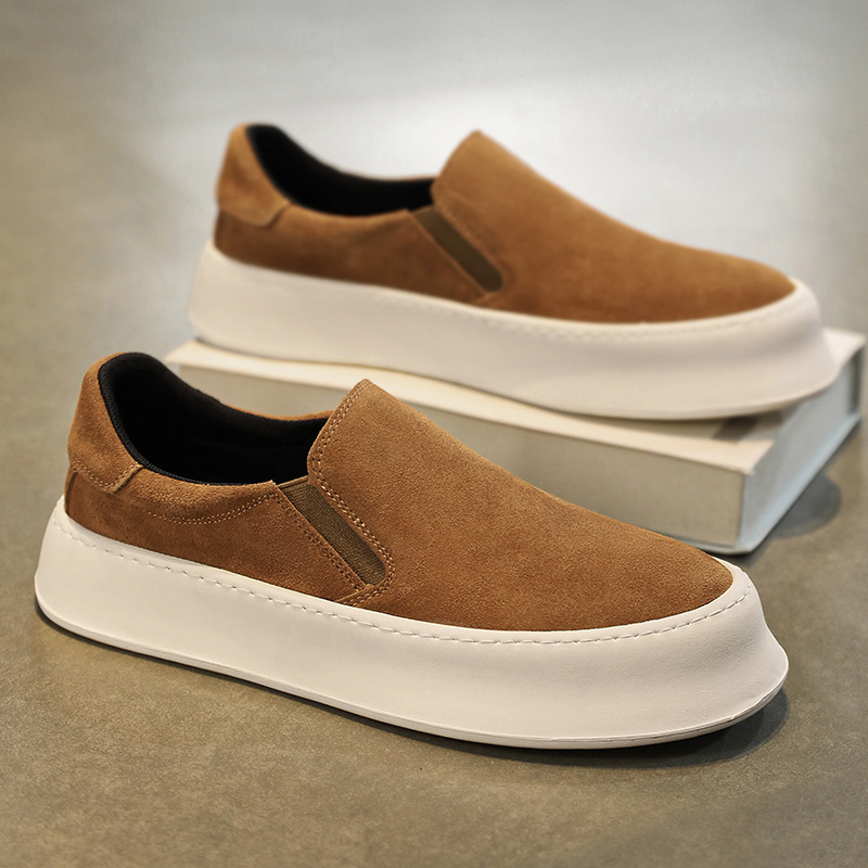 Herren Plateau-Slip-On-Freizeitschuhe aus Wildleder-Optik detail 18