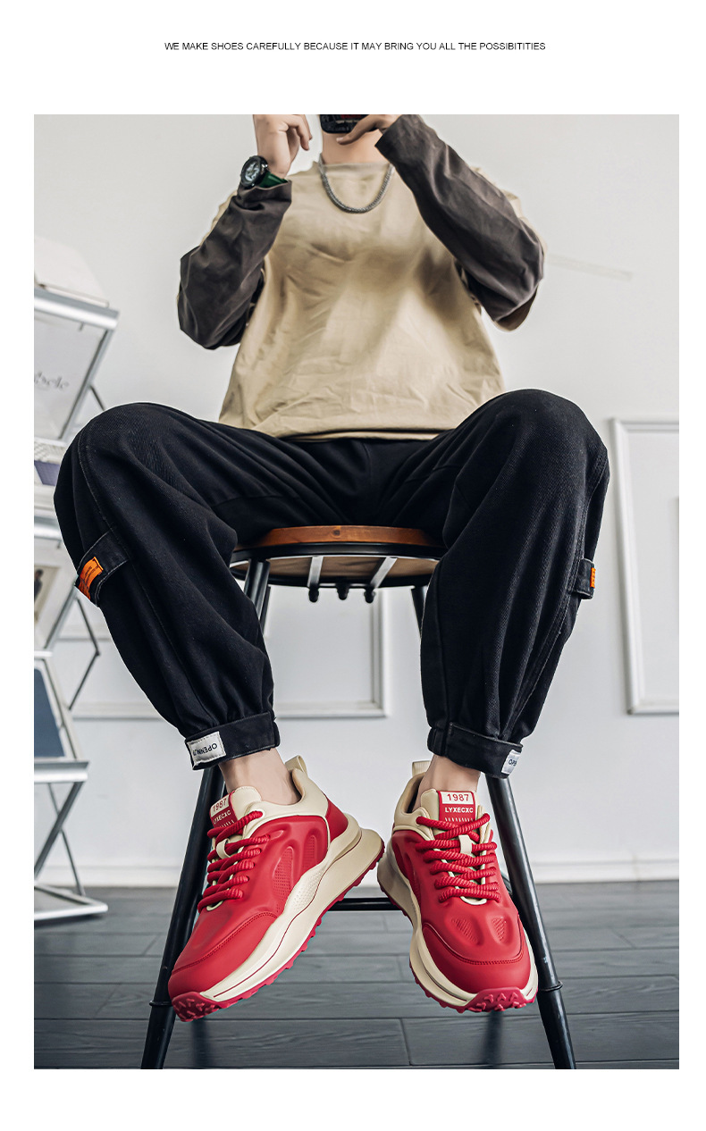 Men's Colorblock Cushioned Lace-Up Casual Sneakers detail 10