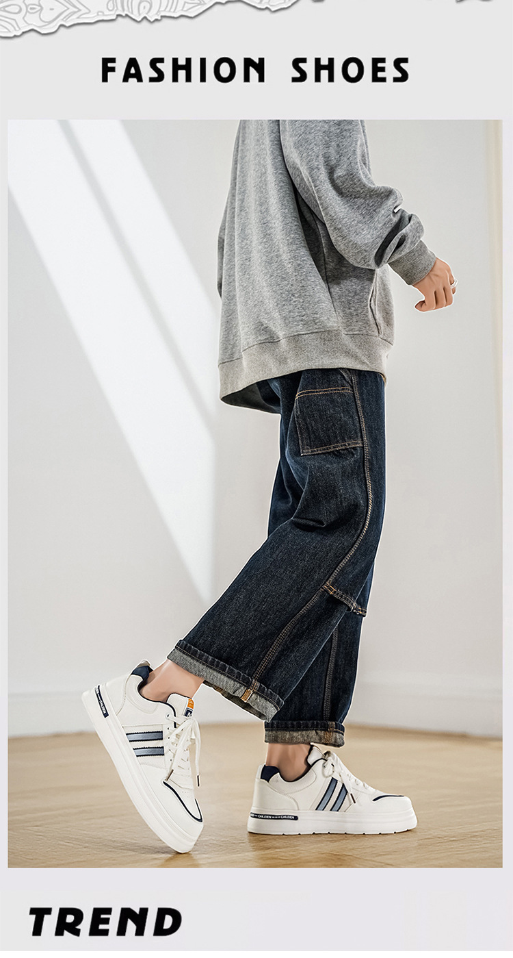 Lage plateau sneakers voor heren met vetersluiting detail 1