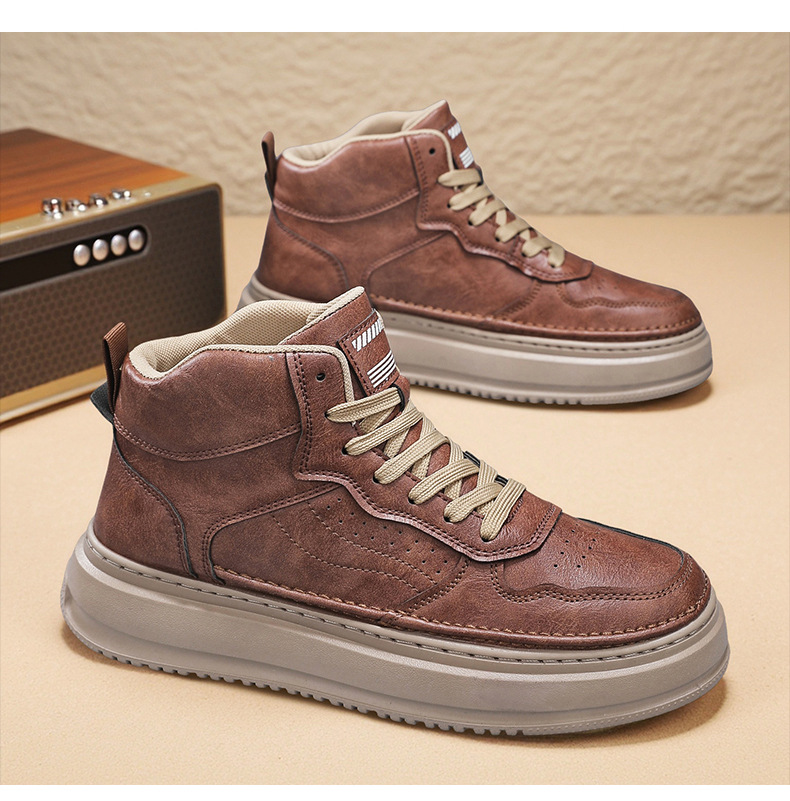 Herren Plateau-Freizeitschuhe zum Schnüren aus PU-Leder detail 9