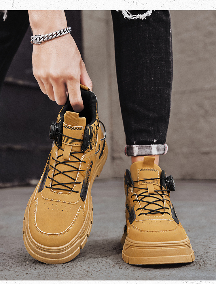 Men's Colorblock Non-Slip High-Top Casual Shoes detail 4
