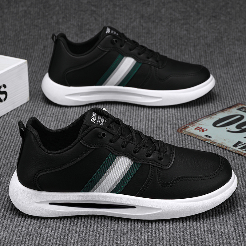 Men's Striped Lace-Up PU Leather Casual Sneakers 3