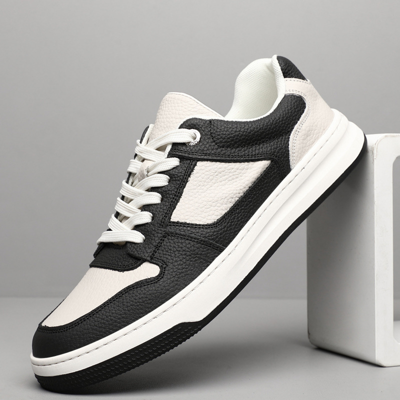 Men's Leather Colorblock Lace-Up Casual Shoes 2