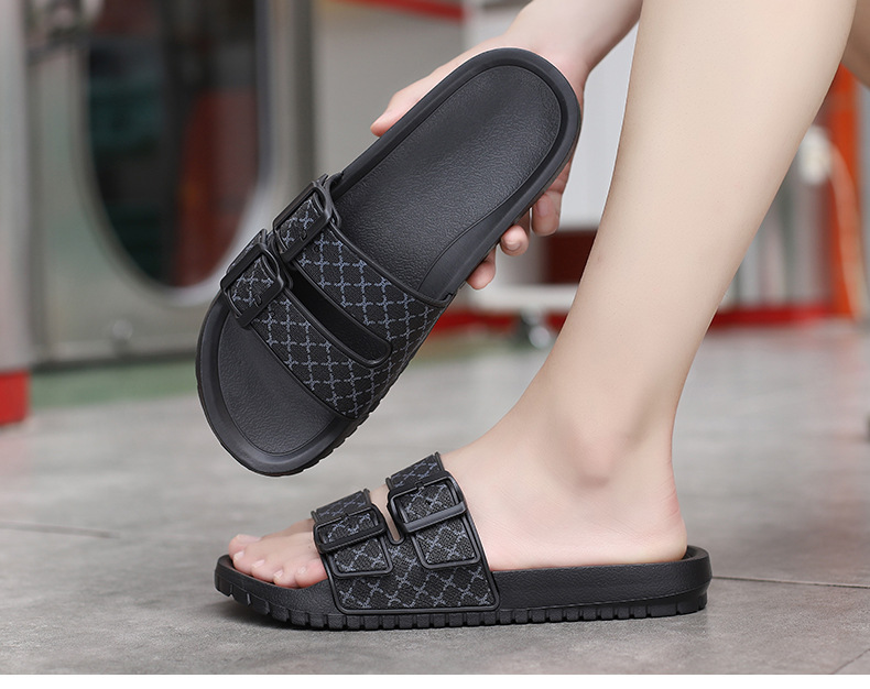 Casual heren slippers met open neus en dubbele gesp detail 9