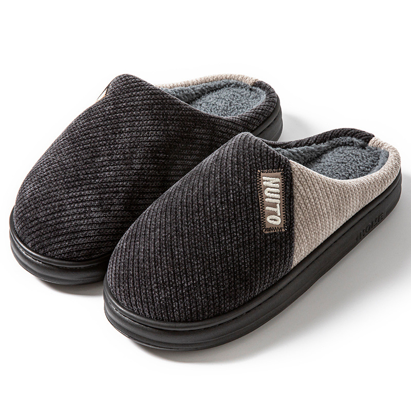 Chaussons chauds en velours côtelé doublés de peluche pour homme 6