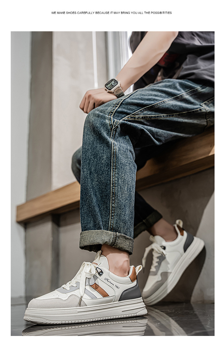 Zapatos casuales de hombre con cordones transpirables estilo color block detail 12