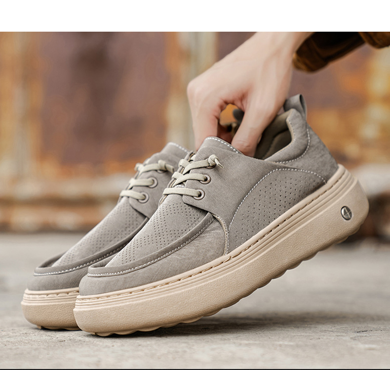 Gedämpfte Plateau-Freizeitschuhe für Herren mit Schnürung detail 3