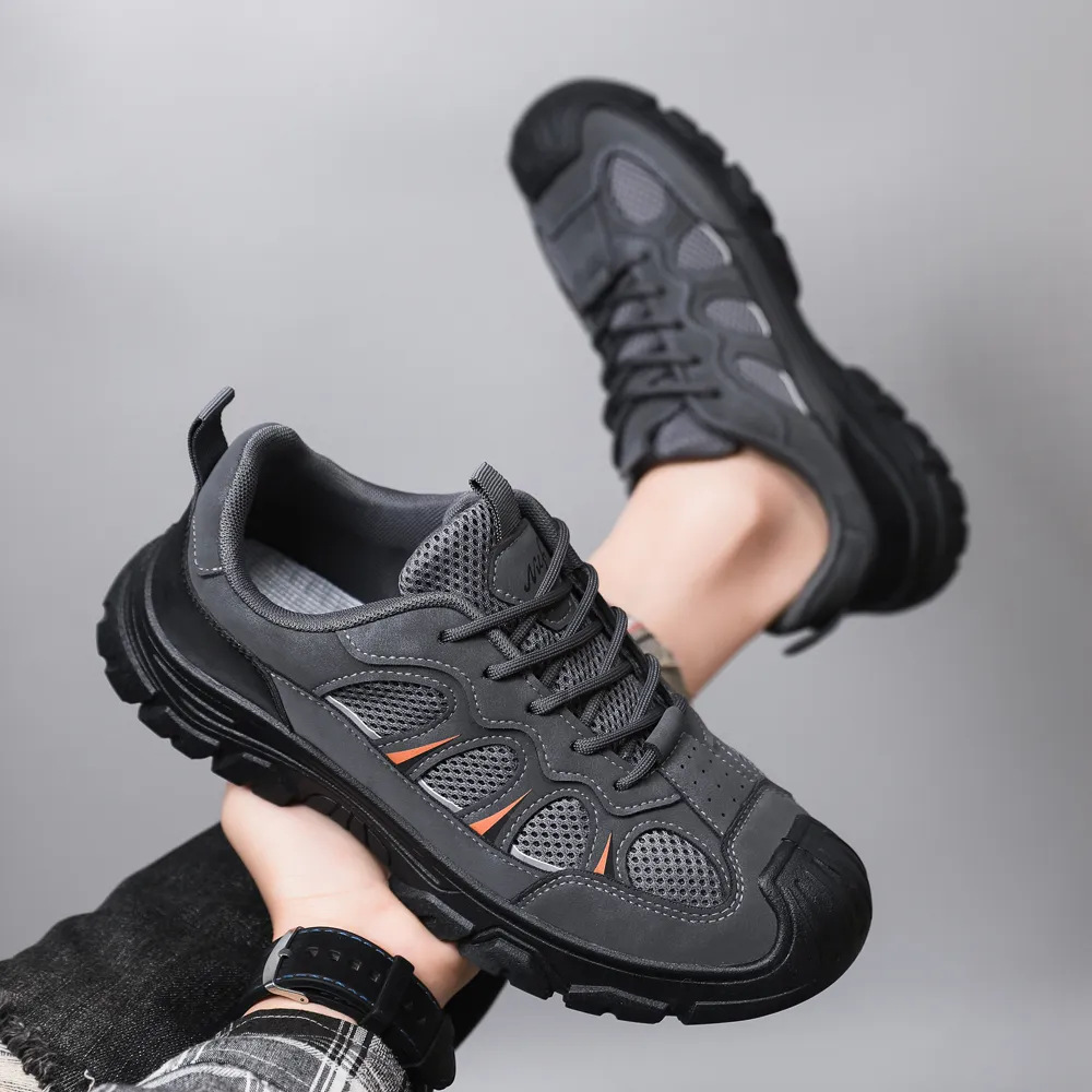Zapatos casuales de exterior para hombre con malla transpirable y cordones 4