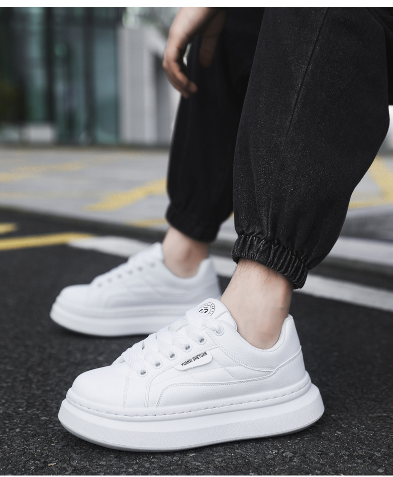 Herren Plateau-Freizeitschuhe aus PU-Leder zum Schnüren detail 7