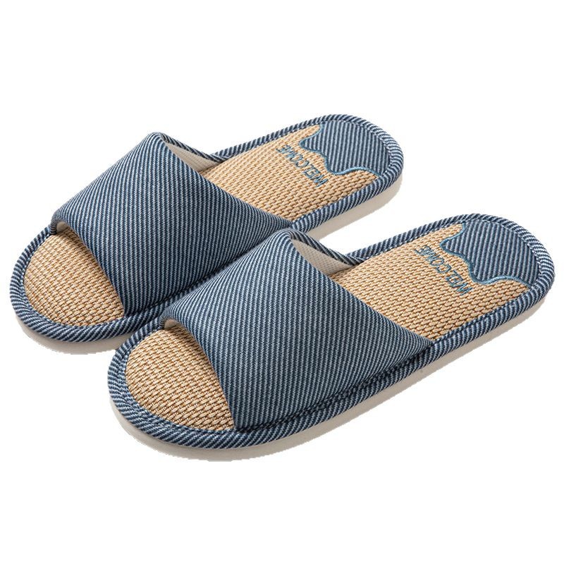 Pantofole unisex traspiranti in lino a punta aperta 5