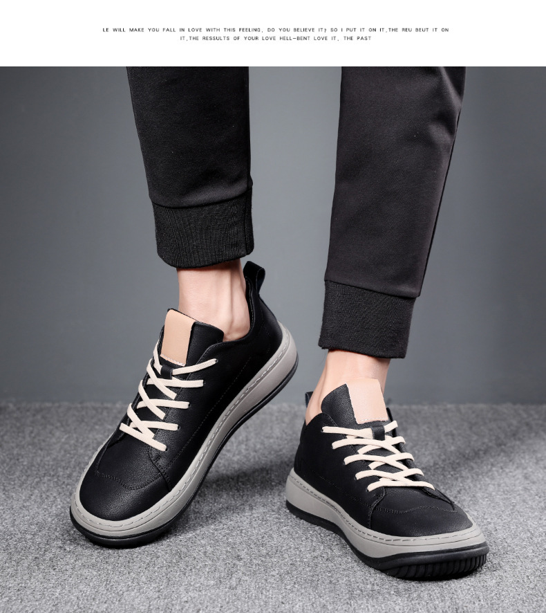 Men's Leather Lace-Up Non-Slip Casual Shoes detail 4