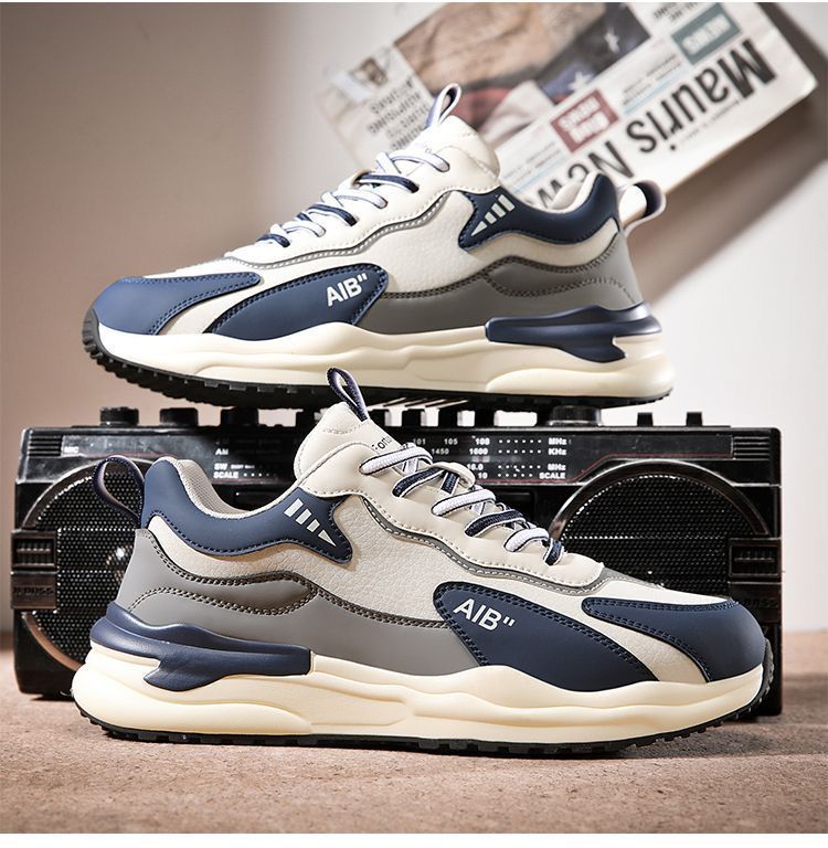 Heren sneakers met veters, colorblock en demping detail 1