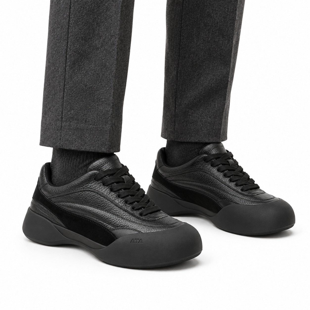 Unisex Full-Grain Leather Rubber Toe-Cap Lace-Up Casual Shoes 2