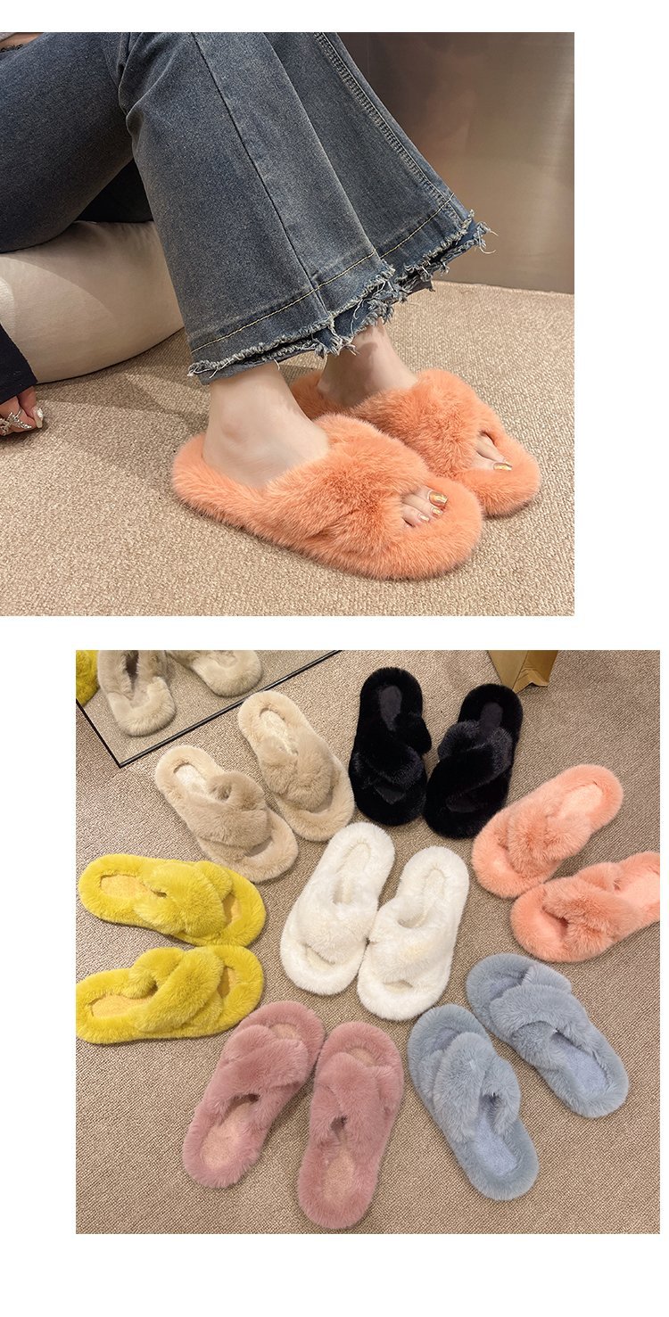 Women's Cozy Plush Open-Toe Flat Slippers detail 13