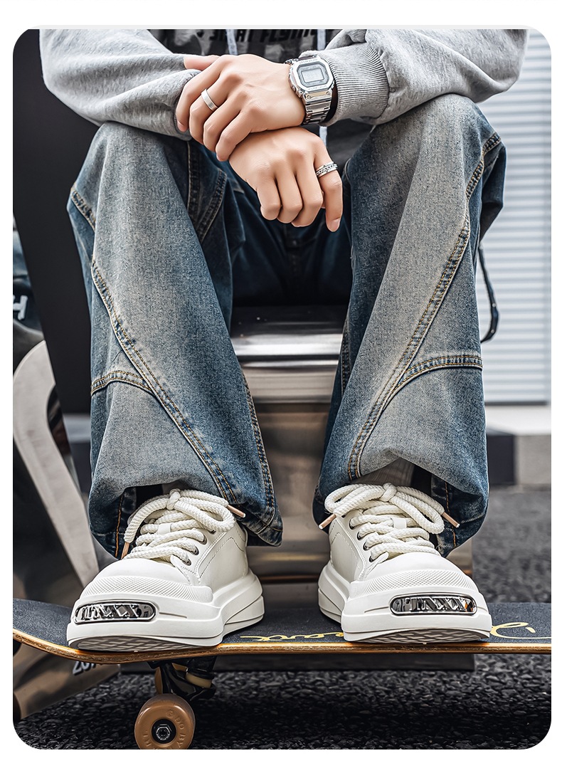 Gedämpfte Plateau-Freizeitschuhe für Herren mit Schnürung detail 1