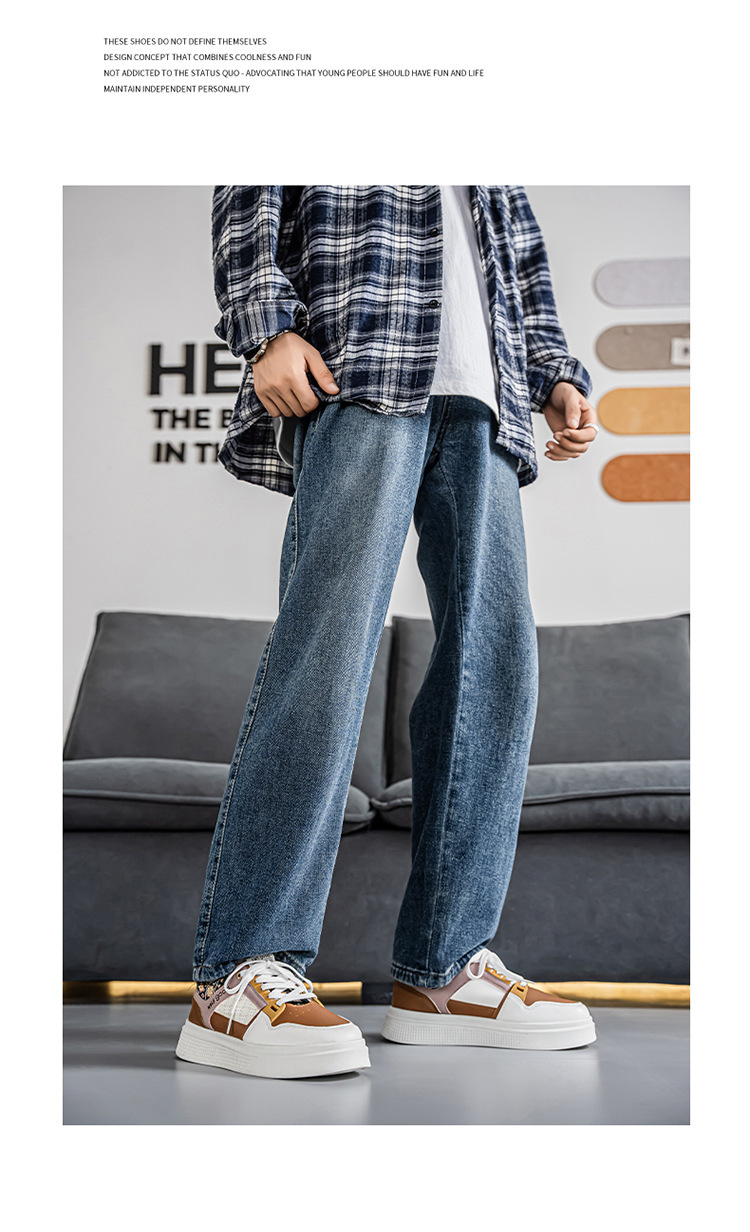 Baskets casual à plateforme et lacets pour hommes style color-block detail 1
