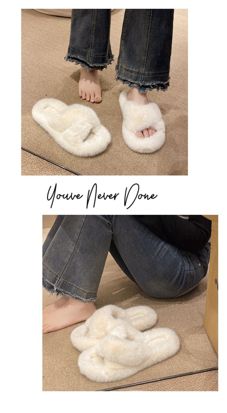 Women's Cozy Plush Open-Toe Flat Slippers detail 9