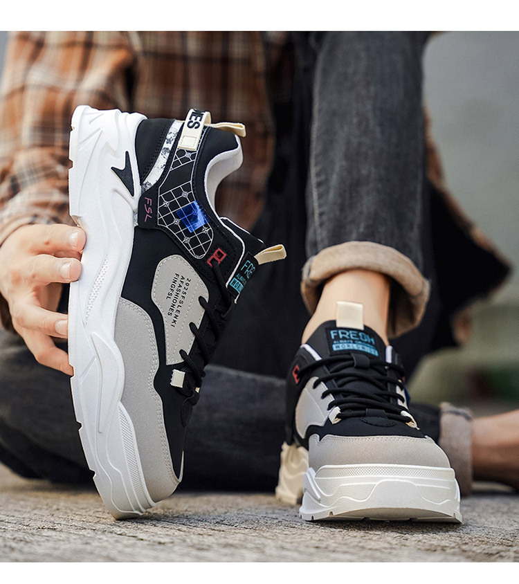 Scarpe casual da uomo stringate con plateau spesso e motivo colorblock detail 7