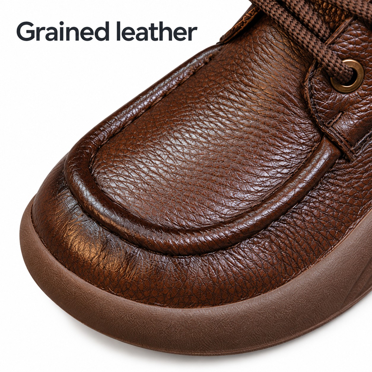 Women's Full-Grain Leather Wide Toe Box Lace-Up Casual Shoes detail 1
