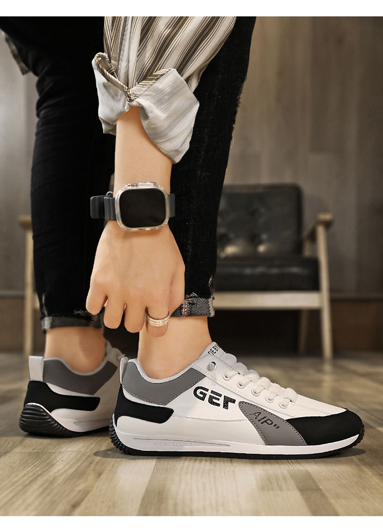 Baskets casual à lacets pour homme avec empiècements contrastés detail 3