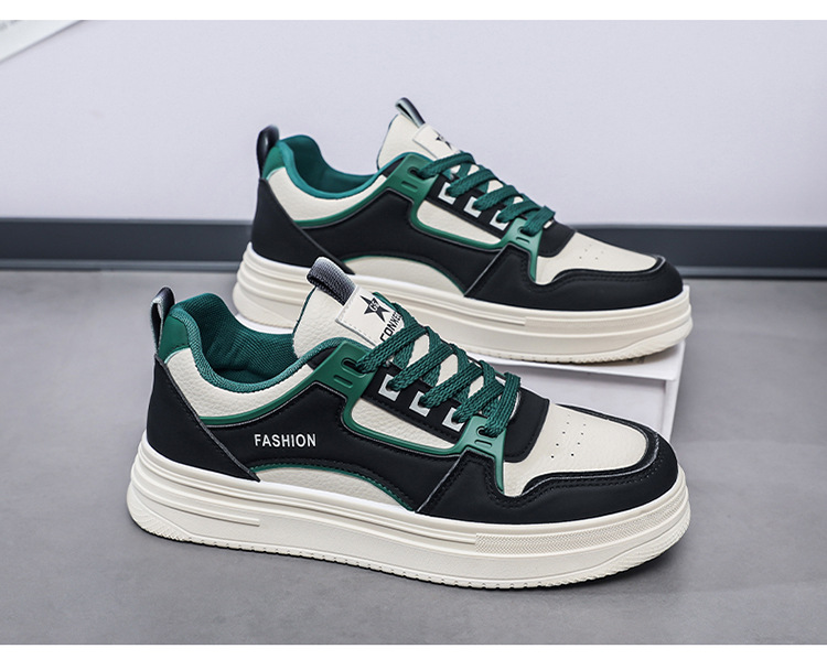 Men's Colorblock Lace-Up PU Leather Casual Shoes detail 5