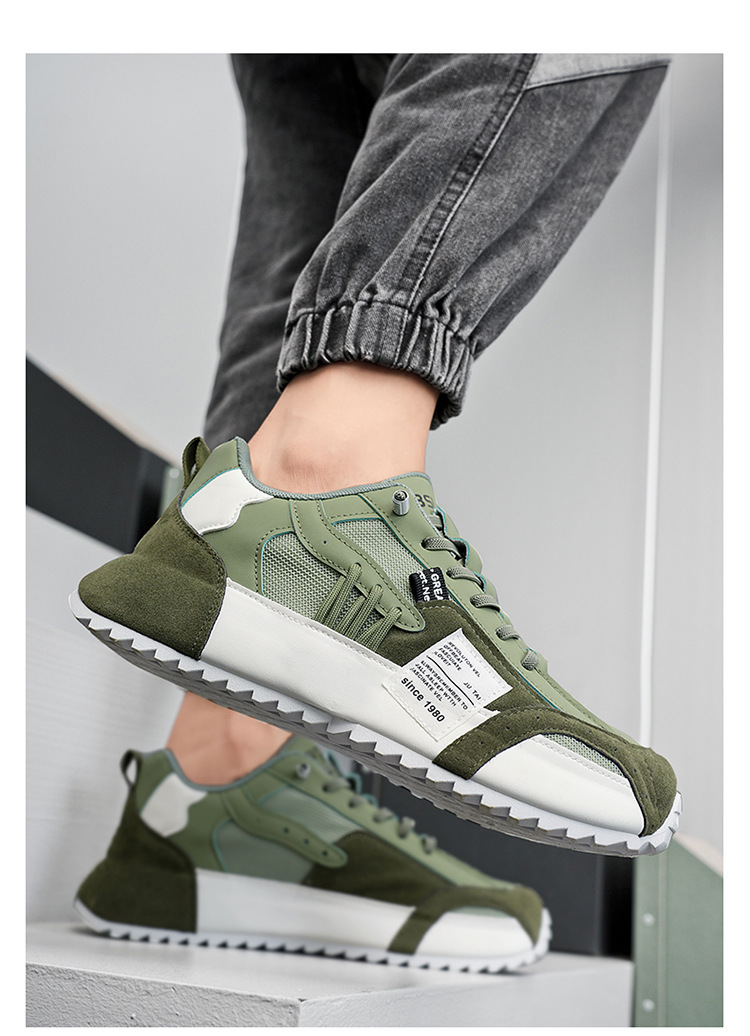 Scarpe casual da uomo traspiranti stringate con plateau e motivo color block detail 5