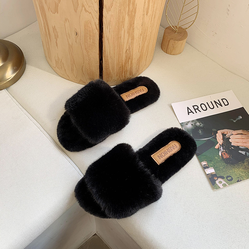 Pantofole da donna in peluche a punta aperta con suola morbida detail 19