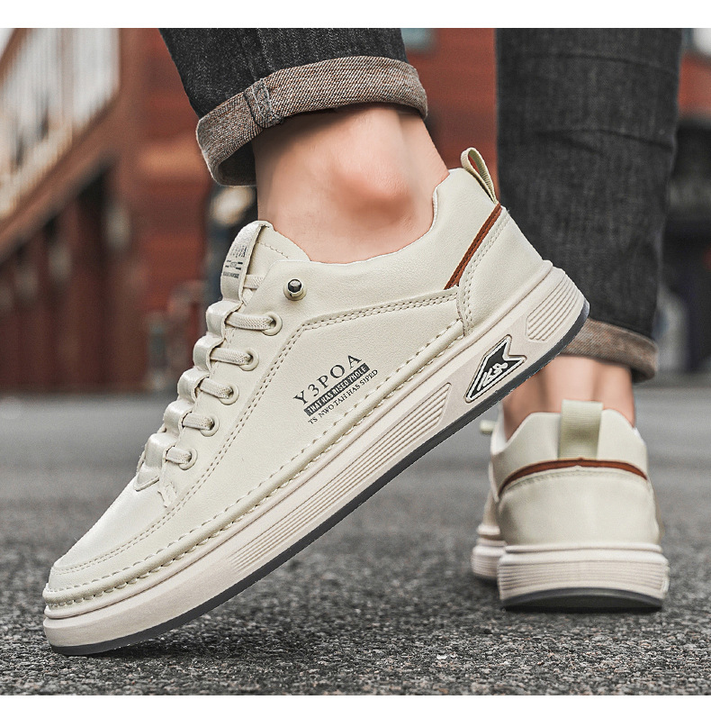 Men's PU Leather Lace-Up Low-Top Casual Shoes detail 9