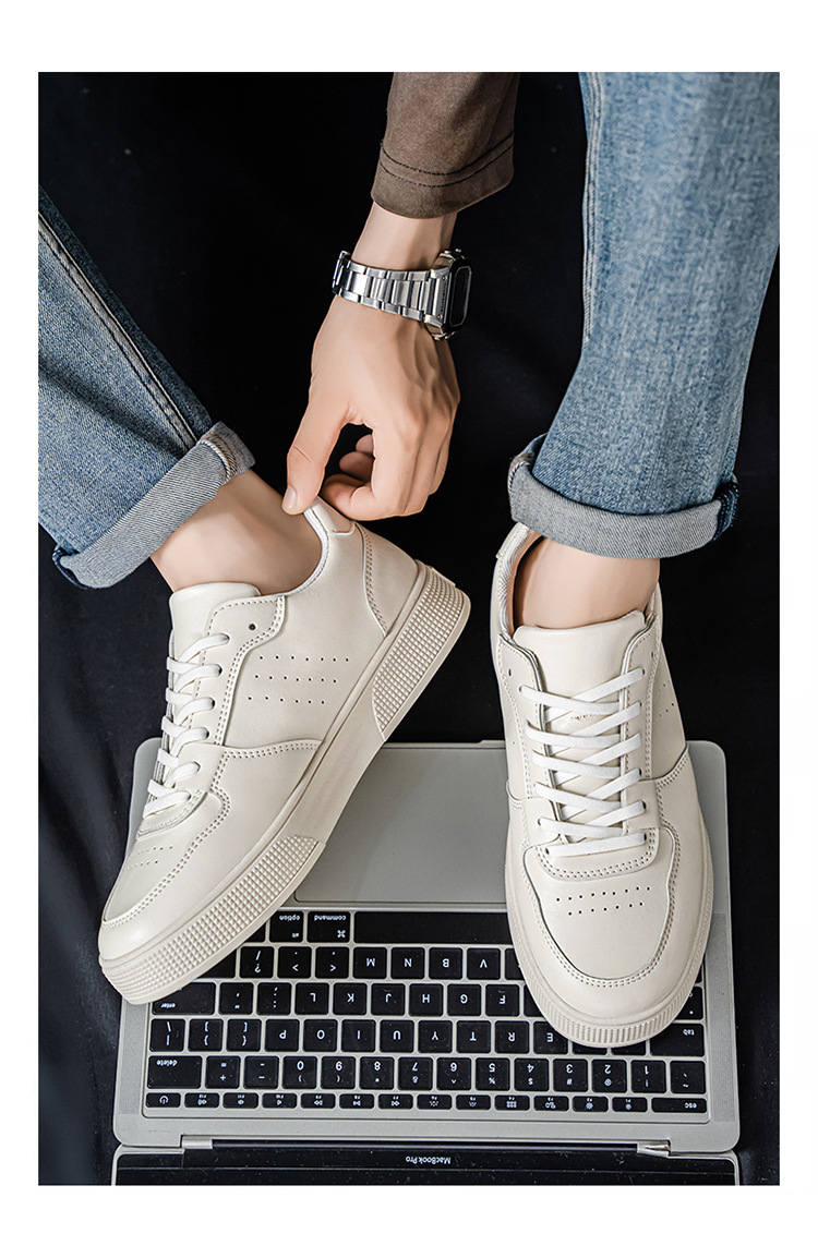 Men's Breathable PU Leather Lace-Up Casual Shoes detail 5