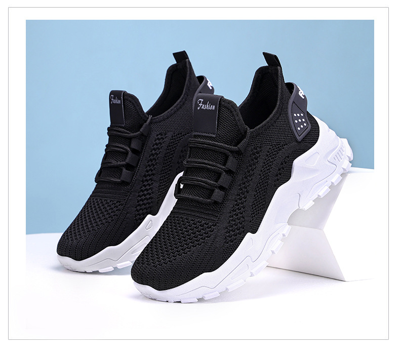 Ademende chunky platform sneakers voor dames van gebreid materiaal detail 18
