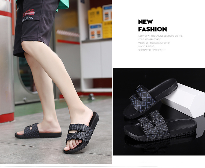 Casual heren slippers met open neus en dubbele gesp detail 11