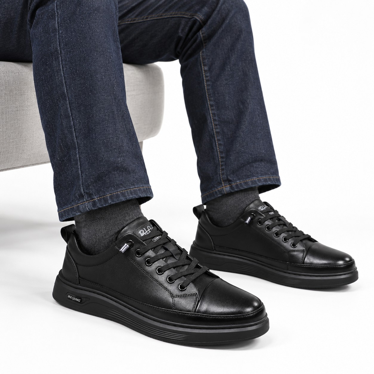 Men's Full-Grain Leather Cushioned Lace-Up Casual Shoes 3