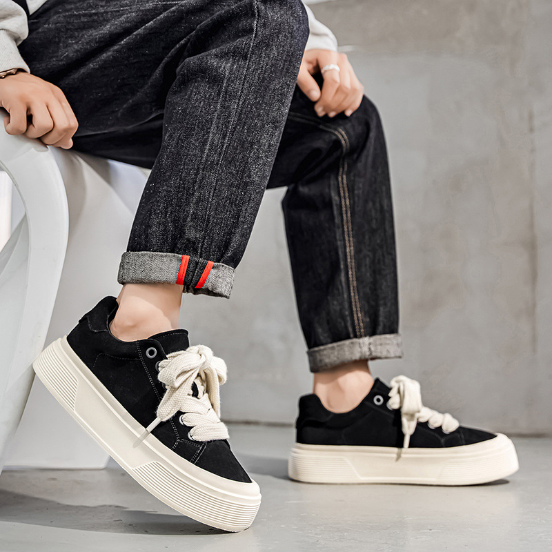 Herren Plateau-Freizeitschuhe aus Wildleder mit Schnürung detail 1