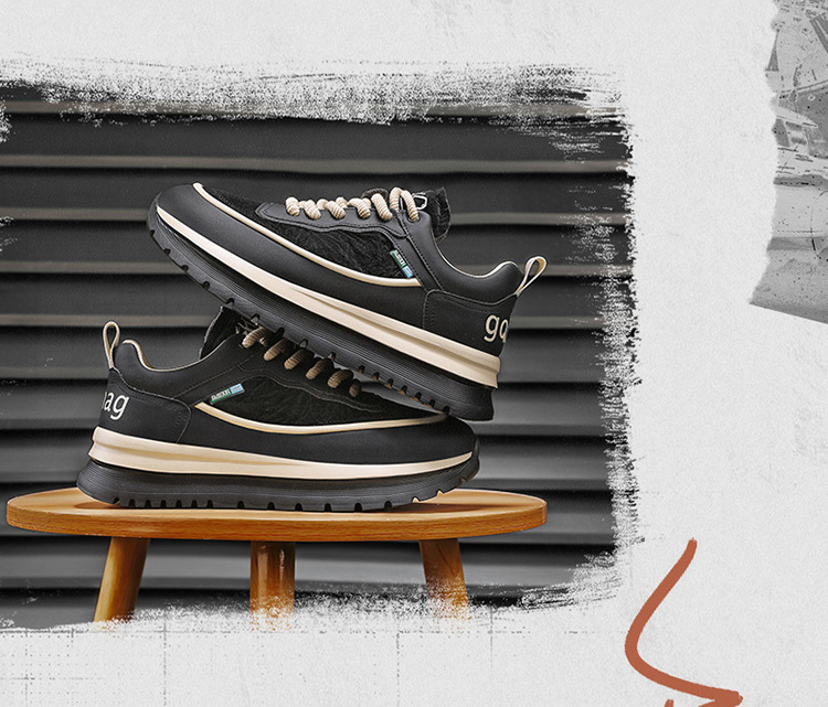 Men's Colorblock Platform Lace-Up Casual Shoes detail 2
