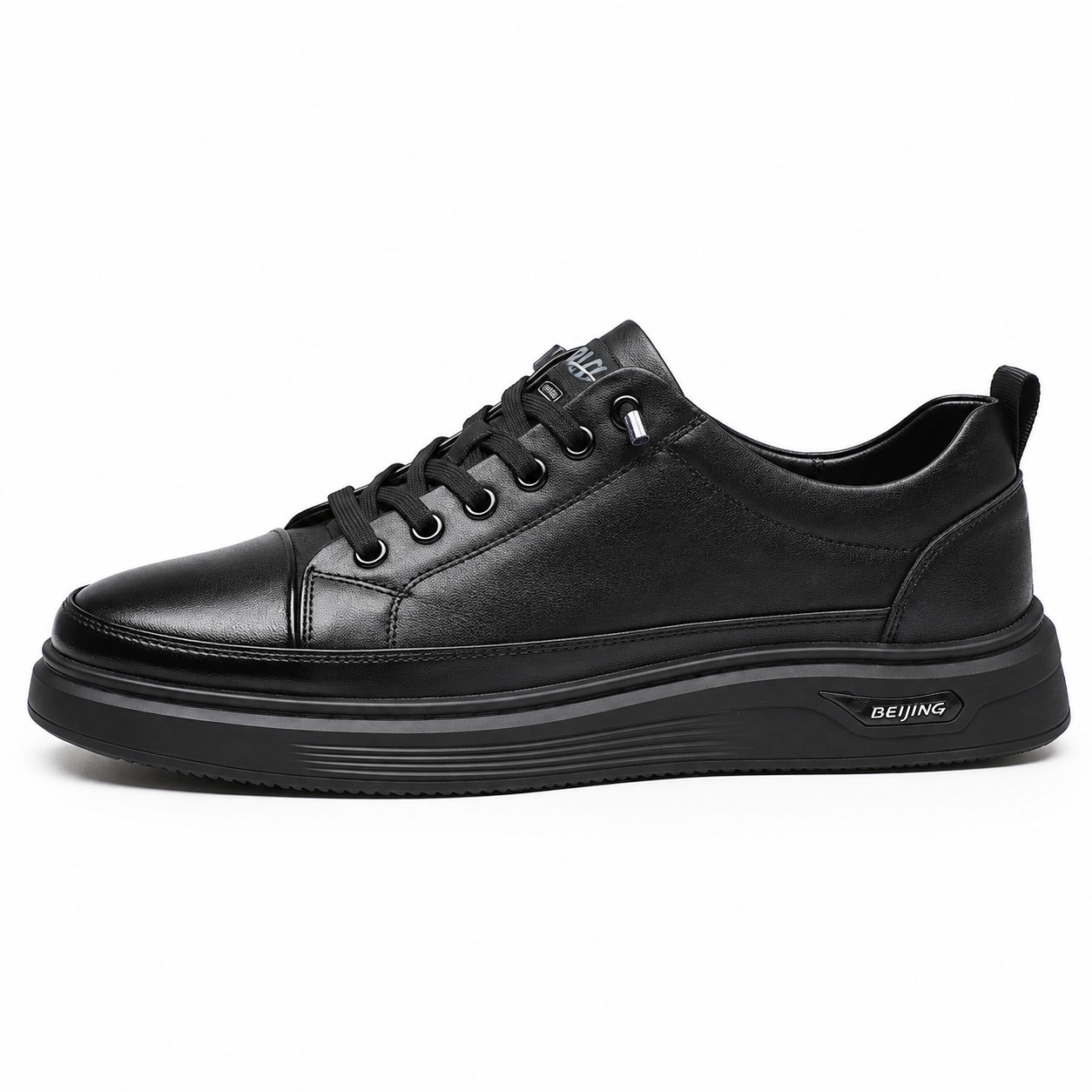Men's Full-Grain Leather Cushioned Lace-Up Casual Shoes