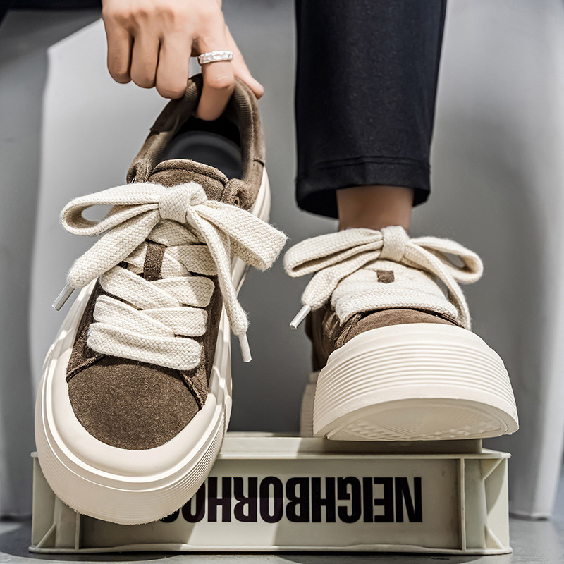 Herren Plateau-Freizeitschuhe aus Wildleder mit Schnürung detail 10