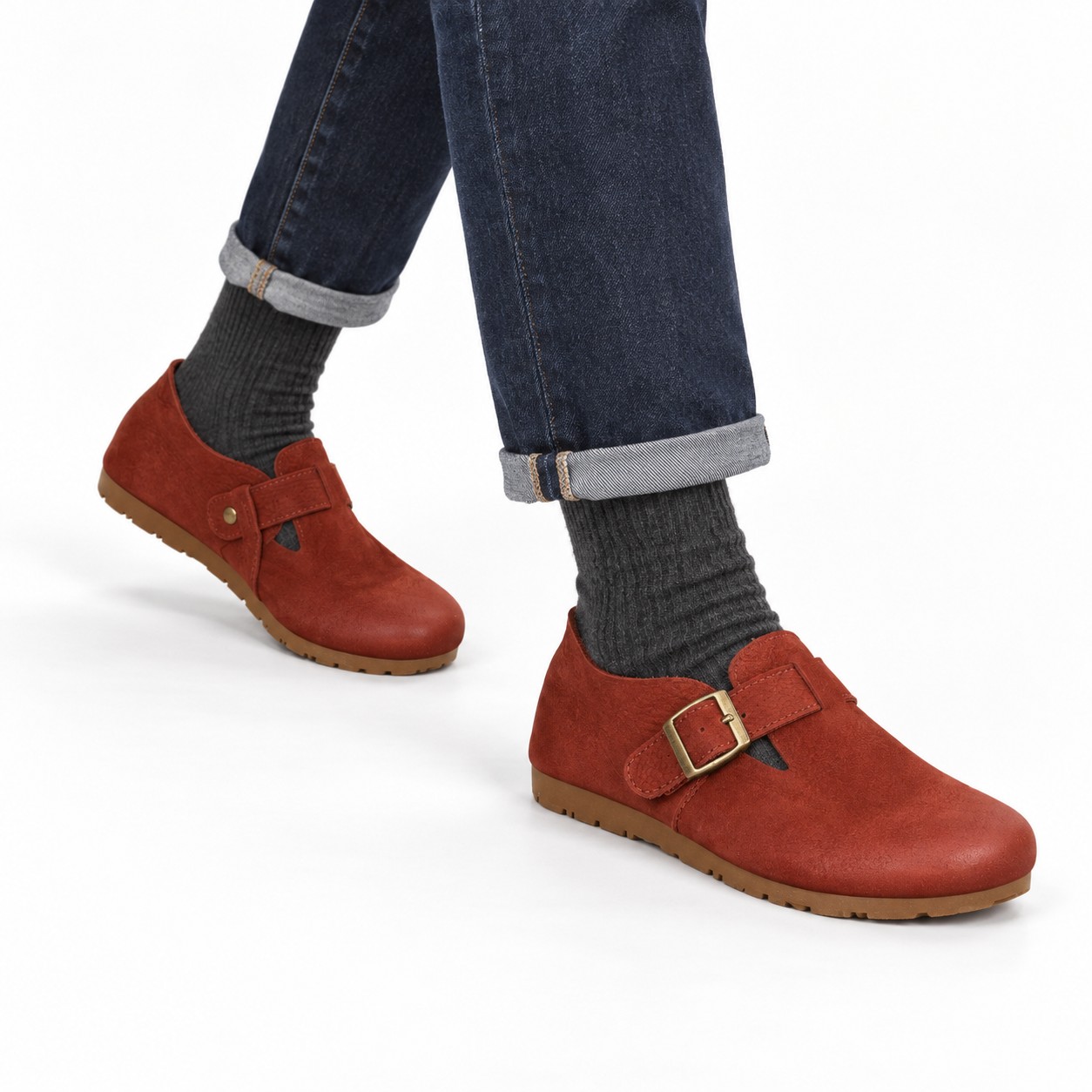 Women's Full-Grain Leather Buckle Barefoot Shoes 1