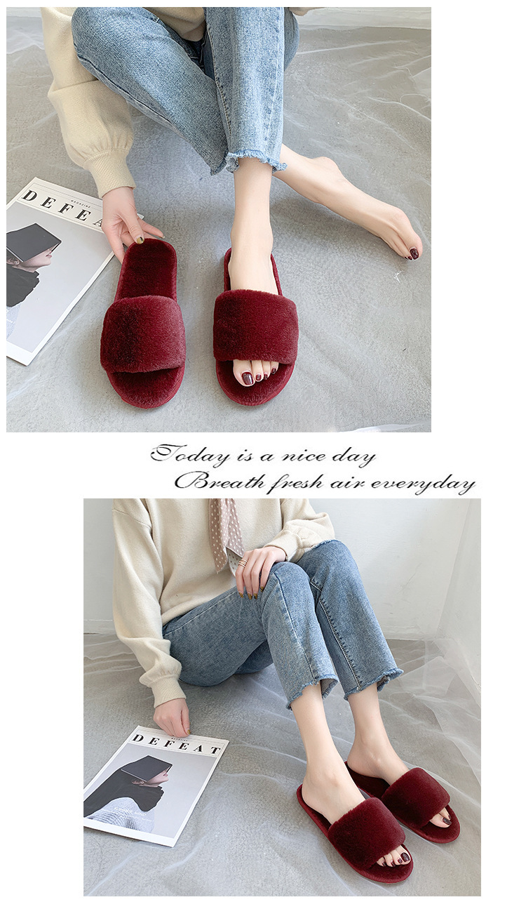 Chaussons douillets en peluche à bout ouvert pour femme detail 3