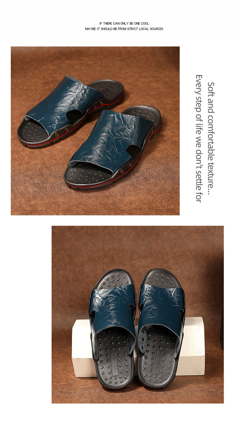 Men's Casual Non-Slip PU Leather Slide Slippers detail 15