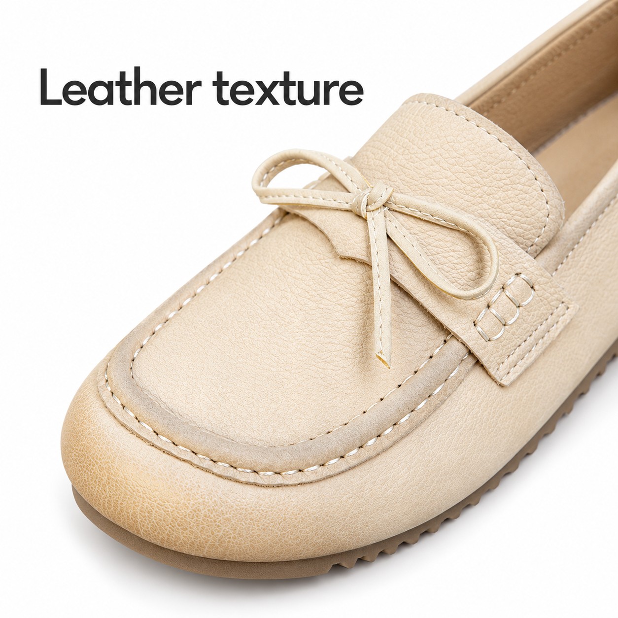 Women's Full-Grain Leather Bow Moccasin Flats detail 1