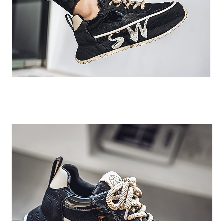 Scarpe casual da uomo con plateau stringate in pelle PU detail 8