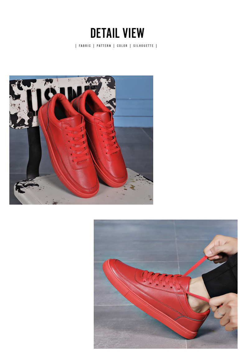 Einfarbige Herren-Sneaker aus PU-Leder, rutschfest & lässig detail 4