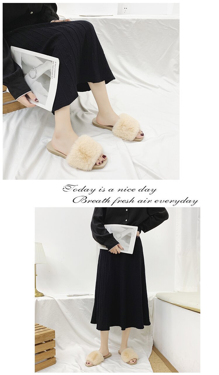 Pantofole Basse da Donna in Peluche con Punta Aperta detail 3